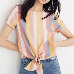Madewell Button-Back Tie Tee in Sherbert Stripe